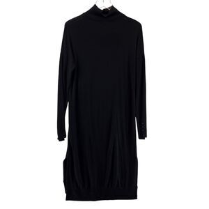 Rag & Bone Dress Womens Medium Midi Black Long Sleeve Mock Neck Designer Gothic